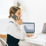 Business analyst working with data reports in the USA