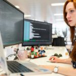 developer presenting tech portfolio for international job application