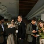 Professionals networking and building career connections during business meeting and online communication